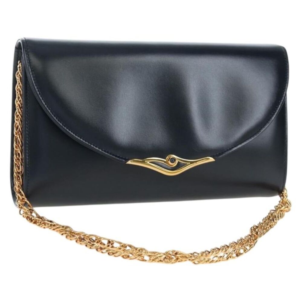 Cartier Sapphire Line Leather Navy Leather Shoulder Bag Bag